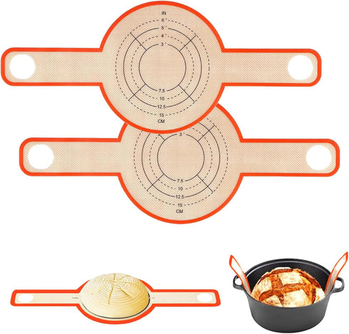 2Pcs Sourdough Silicone Bread Sling for Dutch Oven Non-Stick & Easy to Clean Bread Baking Mat Set with Extra Long Handles Bread Baking Sheet Liner...