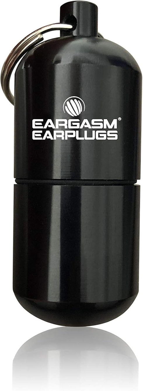 Eargasm Black Keychain Earplug Travel Carrying Case Large - Convenient Metal Waterproof Keychain Container Perfect for Traveling with Ear-Plugs, P...