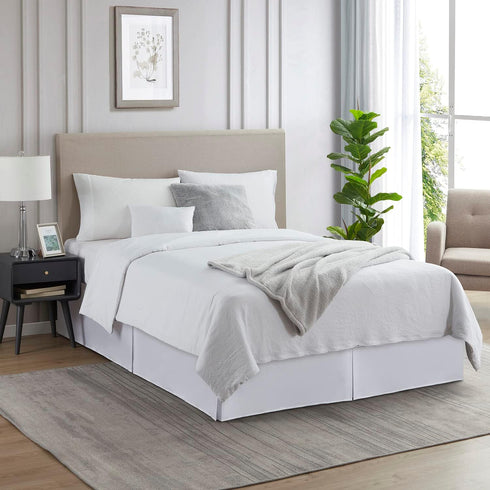 Nestl White Bed Skirt Queen Size - 14 Inch Drop Brushed Microfiber Skirts Hotel Quality Pleated Shrinkage & Fade Resistant...