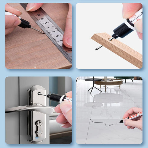 8pcs Waterproof Deep Reach Markers, Long Nose Marker in 2mm Felt Tip, 30mm Reach Permanent Markers and Marker Pens, Deep Hole Marker Carpenter Ink...