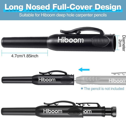 Hiboom 2 Pcs Solid Carpenter Pencil Cap, Long Nose Deep Hole Mechanical Woodworking Construction Marker Cap with Pocket Clip, Marking Scribe Tools...
