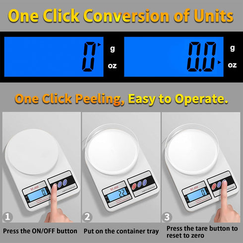 Digital Kitchen Scale, Electronic Rechargeable Multi Food Scale with LCD Display for Food Meat Cooking Nutrition Weight Balance Scale - 10000g/353...