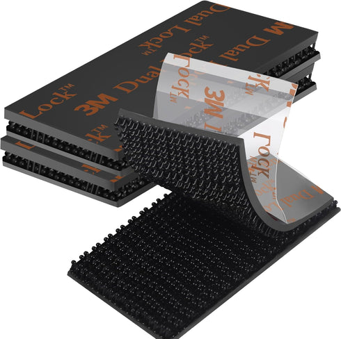 Double Lock Fastener, 2inx 4in 2 Pair of 4-Piece Reclosable Interlocking Tape Heavy Duty Adhesive Hook Lock Sticky Back Mushroom Mounting Tape, Bl...