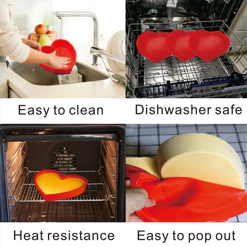 2 Packs Silicone Heart Shaped Cake Pans for Baking, 10inch Cake Molds for cakes and Chocolate Cakes, Non-stick silicone bakeware sets, Easy Clean,...