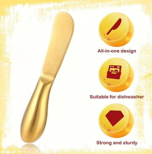 Butter Knife Golden Butter Knife Sst 2 Pcs Cheese and Butter Spreader Knive Set One-Piece Stainless Steel Butter Knife Spreader for Cold Butter Ch...