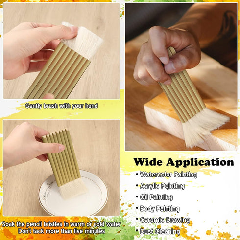 Geelin 9 Pcs Pottery Glaze Brushes Ceramic Brushes Set Different Shapes Glaze Brushes for Pottery Acrylic Watercolor Wool Bristle Art Paintbrush S...