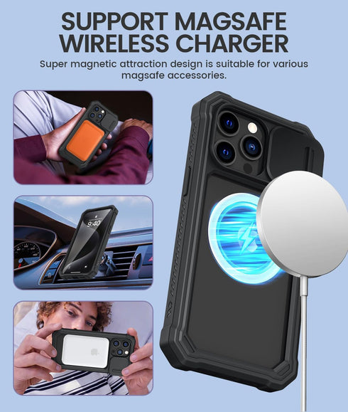 Caka for iPhone 15 ProMax Case, iPhone 15 Pro Max Case with Screen Protector & Camera Cover & Wireless Charging Full Body Heavy Duty Rugged Protec...