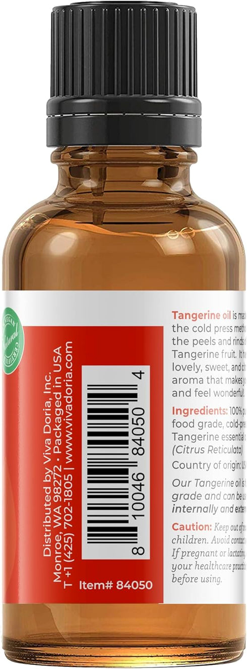 Viva Doria 100% Pure Tangerine Essential Oil, Undiluted, Food Grade, Cold Pressed, Made in USA, 30 mL (1 Fluid Ounce)...