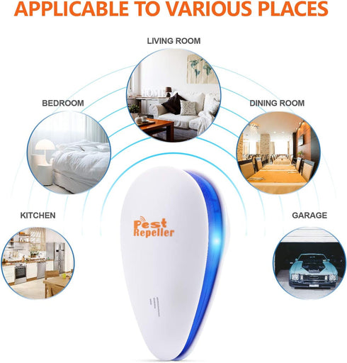 Ultrasonic Pest Repeller, Set of 6-Packs Electronic Plug in Repellent Indoor for Flea, Insects, Mosquitoes, Mice, Spiders, Ants, Rats, Roaches, Bu...