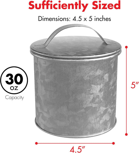 Amici Home Newport Galvanized Metal Canister | Dry Food Storage Container | Airtight Lid | 30 Ounce Capacity | Farmhouse Décor | Rustic Metal Cani...