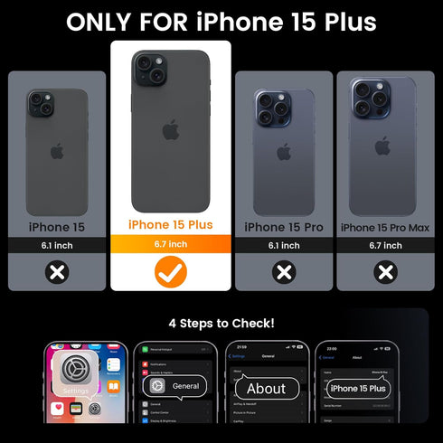 Goton for iPhone 15 Plus Case with Screen Protector - Slide Camera Cover Protective Phone Case with Ring Stand, Heavy Duty Shockproof Rugged Bumpe...