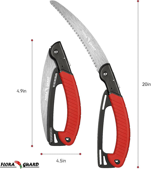FLORA GUARD 10 Inch Hand Pruning Saw, Heavy Duty Folding Hand Saw with Triple-Cut Razor Teeth SK5 Curved Blade, Non-Slip Handles and Safety Lock, ...
