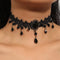 Gothic Black Lace Crystal Choker Necklace Sexy Gemstone Pendant Neck Chain Halloween Costume Jewelry for Women Girls...