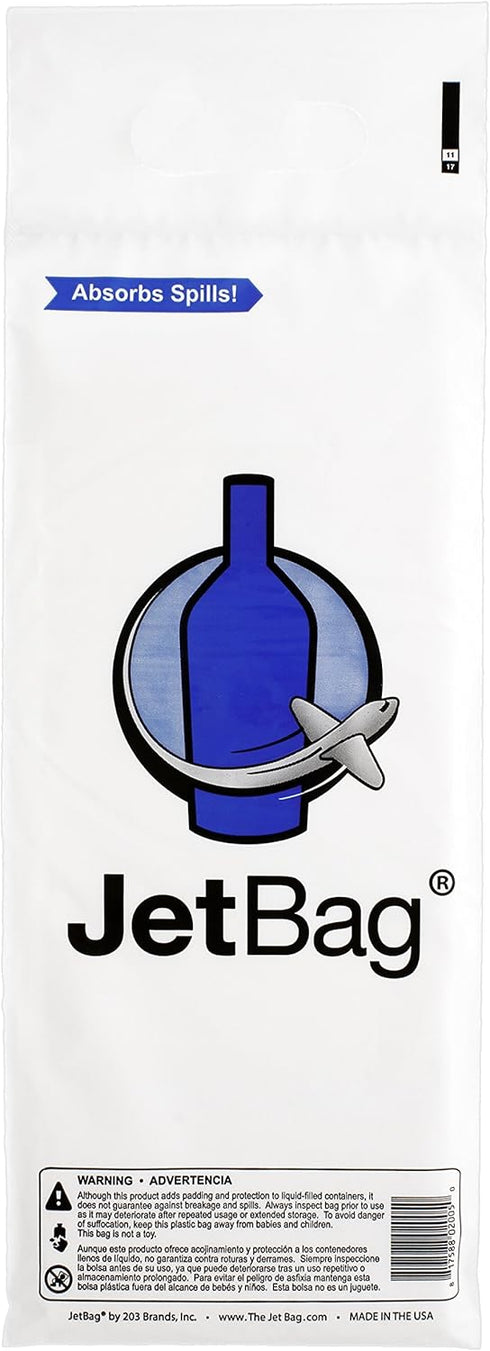 Jet Bag Bold - The Original ABSORBENT Wine Bottle Travel Protector Bags - Resusable Bottle Bags (3 Pack) MADE IN THE USA...