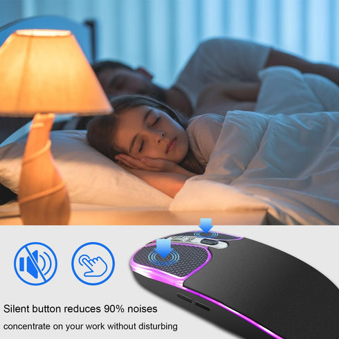 Leather Button Wireless Mouse,Laptop Mouse,LED Mouse with RGB Colorful Light,Slim Silent Mouse Rechargeable,USB C Mouse,Computer Mouse for Noteboo...
