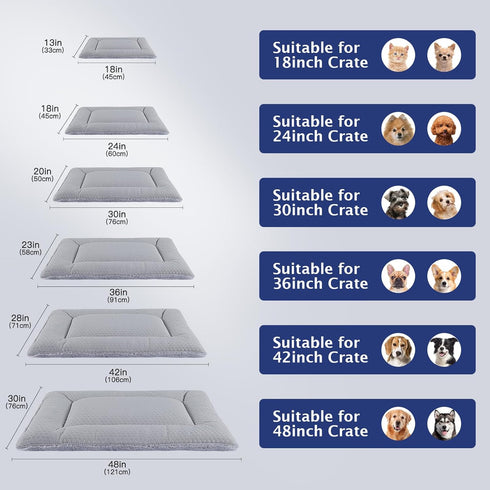 Dog Bed Mat, Dog Crate Pad Reversible,Soft Kennel Pad, Washable Dog Crate Mat (Cool and Warm),Pet Sleeping Mattress for Small Medium Dogs XB009 (1...