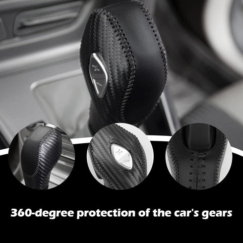 1 PC Auto Gear Shift Knob Cover, Shifter Knob Trim, Leather Handbrake Cover, Car Interior Accessories, Compatible with Ford (Black)...
