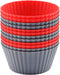 12 Pack Reusable Nonstick Jumbo Silicone Baking Cups, Cupcake and Muffin Liners, 3.8 Inch Large Size, Red and Gray Colors, Round...