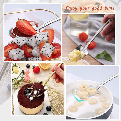 Dessert Spoon Set, 4 Pcs 6" Stainless Steel Spoons, Ice Cream Fruit Spoon for Home, Kitchen or Restaurant (Round Point Shovel 4 pcs)...