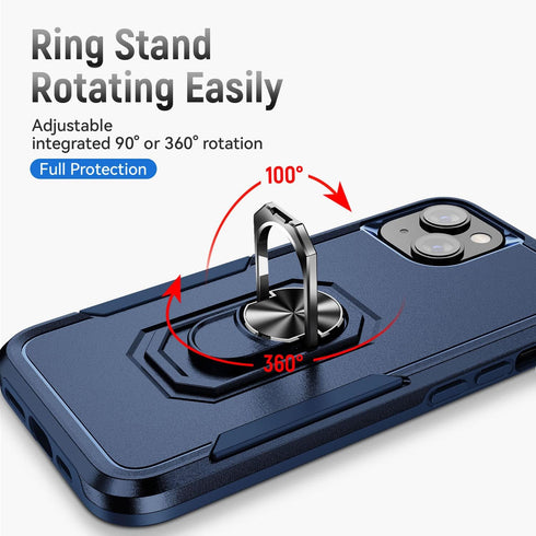 for iPhone 13 Mini Case for 13 Mini,with 360° Rotatable Ring Magnetic Ring Holder,Drop Resistant, Heavy Duty Shockproof Case,for 13 Mini Case, Blu...
