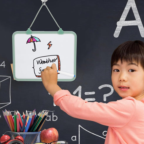 NUOBESTY Magnetic Whiteboard Hanging Dry Erase Board Note Memo Board 8.37x6.68 Inches Double Sided for Fridge Door Wall Decor Green...