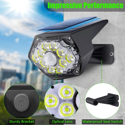 Solar Lights Outdoor Garden, 10 LED, IP67 Waterproof Solar Lights Outdoor, 26 Feet Motion Sensor, Adjustable Outdoor Solar 120° Rotatable Security...