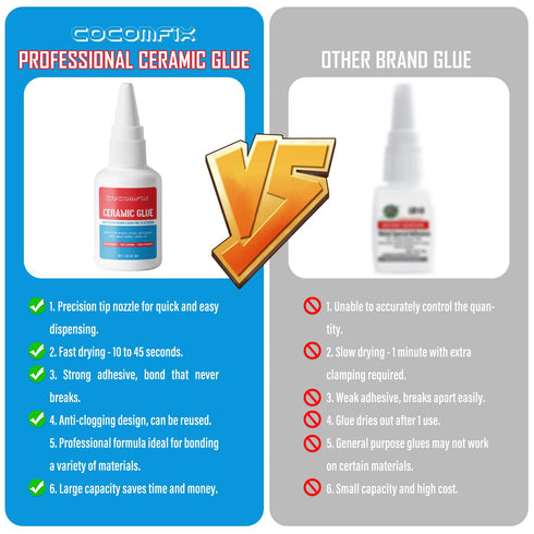 Ceramic Glue, 30g Clear Ceramic Glue Repair for Pottery and Porcelain, Instant Strong Glue for Porcelain, Metal, Dishes, Glass, Plastic, Rubber an...