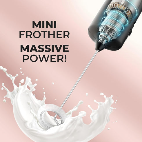 Powerful Handheld Milk Frother Wand - Electric Hand Mixer - Portable Frother Handheld for Coffee - Mini Froth Drink Mixer for Lattes, Cappuccino, ...