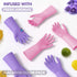 Vgo... 2 Pairs Reusable Household Aromas Gloves,Innovative Lined Dishwashing Gloves,Durable Cleaning Gloves,Long Sleeves Kitchen Gloves(Violet&Pin...