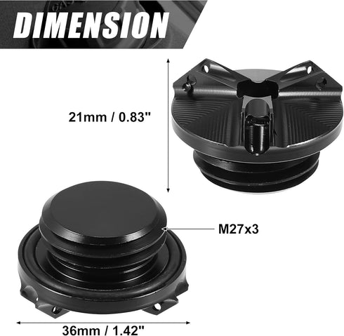 Motoforti Engine Oil Filler Cap Oil Filler Plug Cover Black for Yamaha YZF-R6S YZF-R6 YZF-R3 YZF-R125 YZF-R1 FZ750 FZ600...