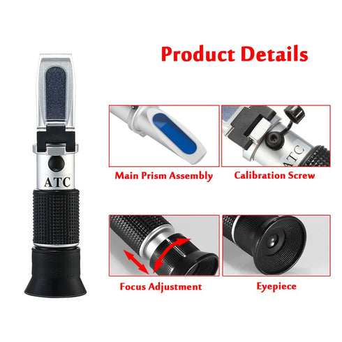 Wine Refractometer,V-Resourcing Hand Held Brix/Alcohol Refractometer with ATC for Wine Making Homebrew Kit, Dual Scale(Brix 0-40%, Alcohol 0-25%)...