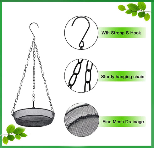 Hanging Bird Feeder, Bird Feeder Hanging for Garden Yard Outside Hanging Bird Feeder Tray - Metal Mesh Platform Feeders for Birds Outside Outdoors...
