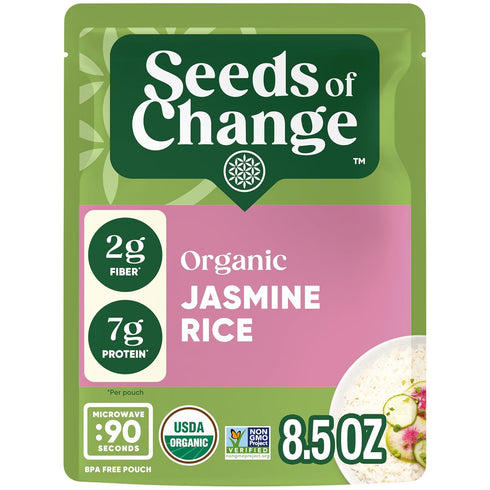SEEDS OF CHANGE Certified Organic Jasmine Rice, Organic Food, 8.5 OZ Pouch...