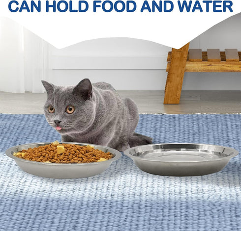 kathson 8 Pcs Stainless Steel Cat Food Bowls, Replacement Whisker Relief Cat Metal Dishes, Shallow Wide Cat&Dog Food and Water Bowl Suitable for P...