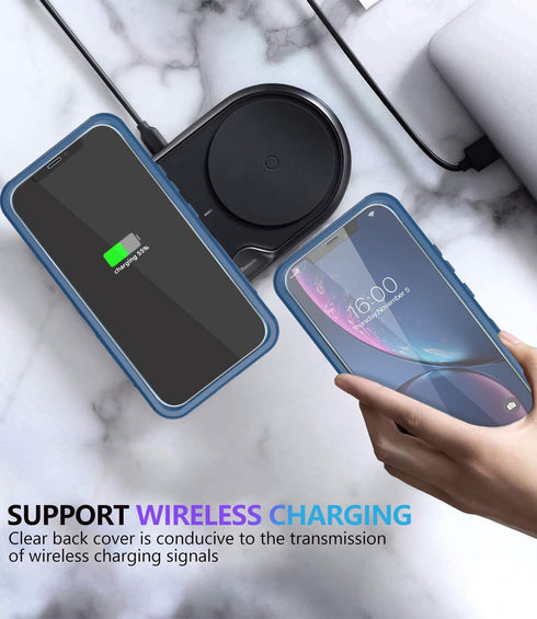 Diverbox Designed for iPhone Xr case with Screen Protector Heavy Duty Shockproof Shock-Resistant Cases for Apple iPhone Xr Phone (Blue+Screen Prot...