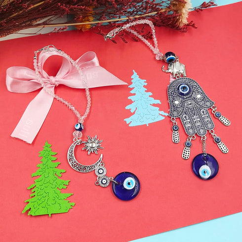 Evil Eye Car Hanging Ornament, AFUNTA 2 PCS Charm Car Mirror Hanging Accessories Evil Eye Beads Pendent for Window Car Door Frame Balcony...
