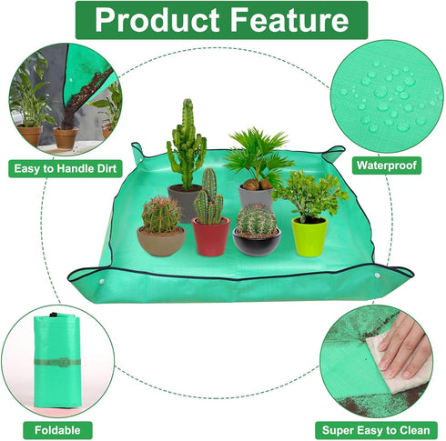 Repotting Mat for Indoor Plants, Waterproof Potting Mat, 47"X39" Planting Mat, Large Plant Repotting Mat, Plant Tray Gardening Mat with Garden Too...