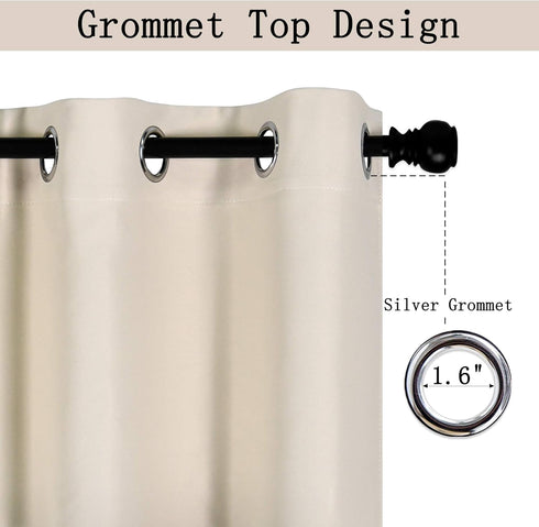 DECOVSUN Light Beige Grommet Valance for Kitchen Blackout Curtain Cream Ivory Valance for Living Room Short Straight Drape for Bedroom Kids Room 7...