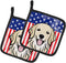 Caroline's Treasures BB2135PTHD American Flag and Golden Retriever Pair of Pot Holders Kitchen Heat Resistant Pot Holders Sets Oven Hot Pads for C...