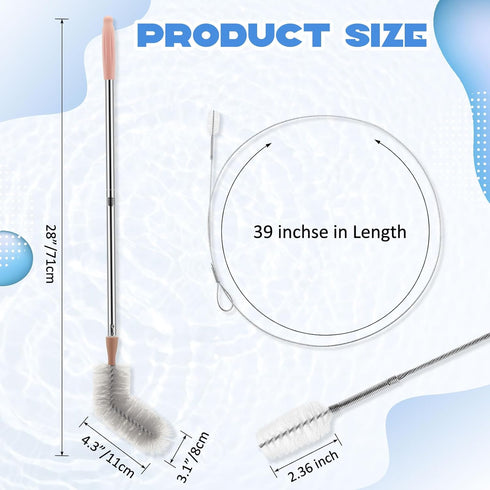 Tioncy 2 Pcs 28" Bottle Brush Cleaner Water Jug and 40'' Long Water Dispenser Brush 3 and 5 Gallon Bottle Cleaner Brush Water Jug Cleaners Nylon B...