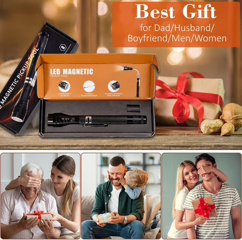 Magnetic Flashlight Gifts for Men Stocking Stuffers for Men Adults Pickup Tool Cool Magnet Telescoping Gadgets with LED from Wife Daughter Son Dad...