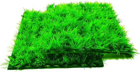 2pcs (10"X10") Artificial Aquarium Grass Mat Decorations Artificial Plastic Lawn Ornament Landscape Green Plants Decoration for Saltwater Freshwat...