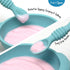 PrimaStella Unbreakable Silicone Non-Slip Bowl and Chew Spoon Set for Babies and Toddlers (Blue)...