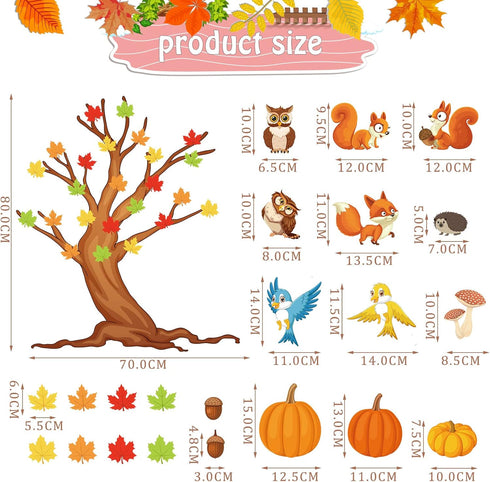 155 Pieces Classroom Tree Bulletin Board Set Spring Fall Summer Tree Bulletin Board Decoration Bulletin Board Tree Cutout Maple Leaves Cutouts for...