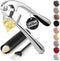 Zulay Kitchen Premium Garlic Press Set - Rust Proof & Dishwasher Safe Professional Garlic Mincer Tool - Easy-Squeeze, Easy-Clean with Soft, Ergono...