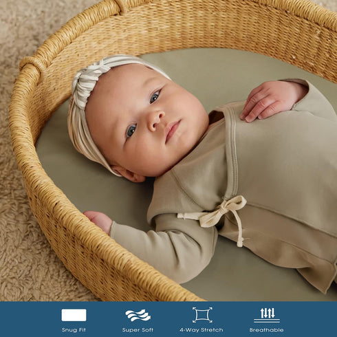GRSSDER Stretchy Ultra Soft Fitted Bassinet Sheet 2 Pack, Universal Fit for Bassinets Baby Cradle Moses Basket Oval Rectangle Mattress Safe and Sn...