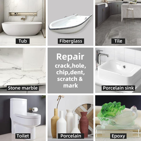 Tub and Fiberglass Shower Repair Kit (Color Match), 3.7oz Porcelain Sink and Acrylic Bathtub Repair Kit White for Cracks Chips Dents holes Almond/...