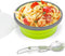 1200ml Collapsible Camping Bowl Silicone Food Storage Container with Lid and Foldable Stainless Steel Fork Spoon, for Picnic, Travel, Camping, RV,...