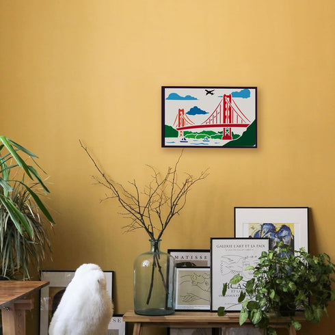 FINGERINSPIRE Golden Gate Bridge Stencil 8.3x11.7inch Reusable Bridge Pattern Painting Template Chain Bridge River Cloud Airplane Ship Decoration ...