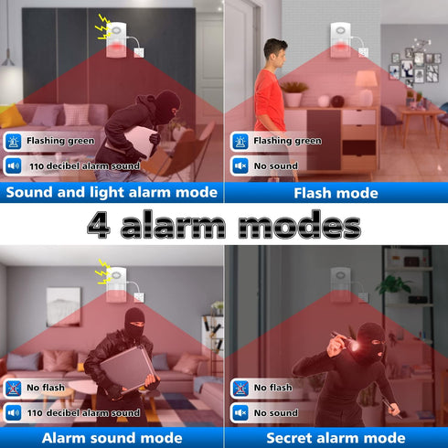 Smart Motion Sensor, WiFi Wireless Security Alarm, Home Security PIR Motion Detector with Free App Alerts, 110dB Sound and Light Alarm, 4 Alarm Mo...